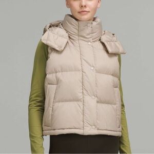 NWOT Lululemon Wunder Puff Cropped Vest Heathered Raw Linen Size 4